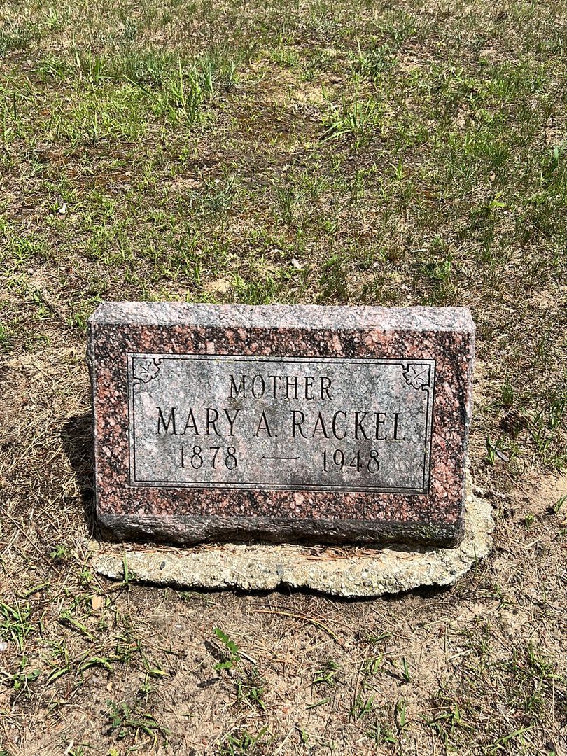 Mary A. Rackel's grave. Photo 1